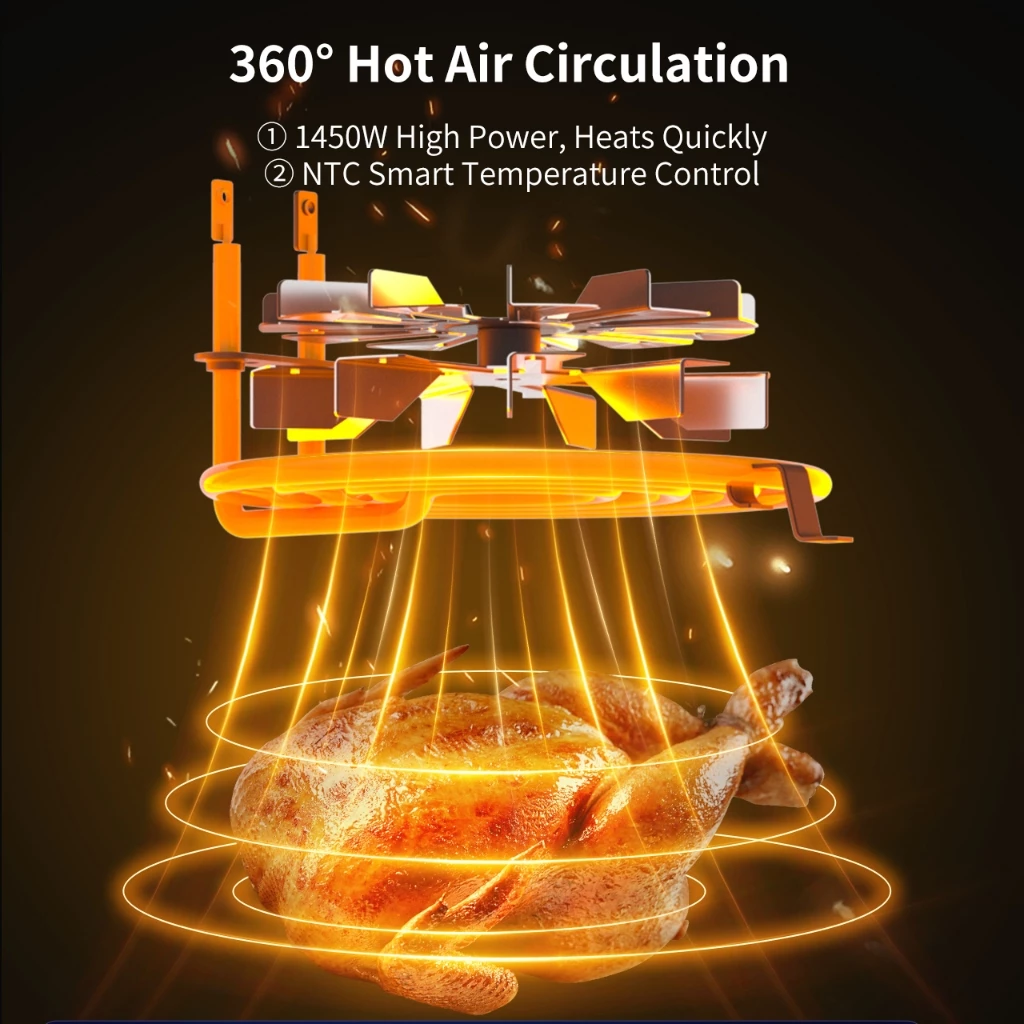 Simplus Digital Air Fryer 5L 1450W Multi-functional Digital LED Screen Touch Smart Sensing Power - Image 5