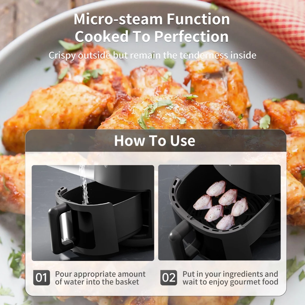 Simplus Digital Air Fryer 5L 1450W Multi-functional Digital LED Screen Touch Smart Sensing Power - Image 6
