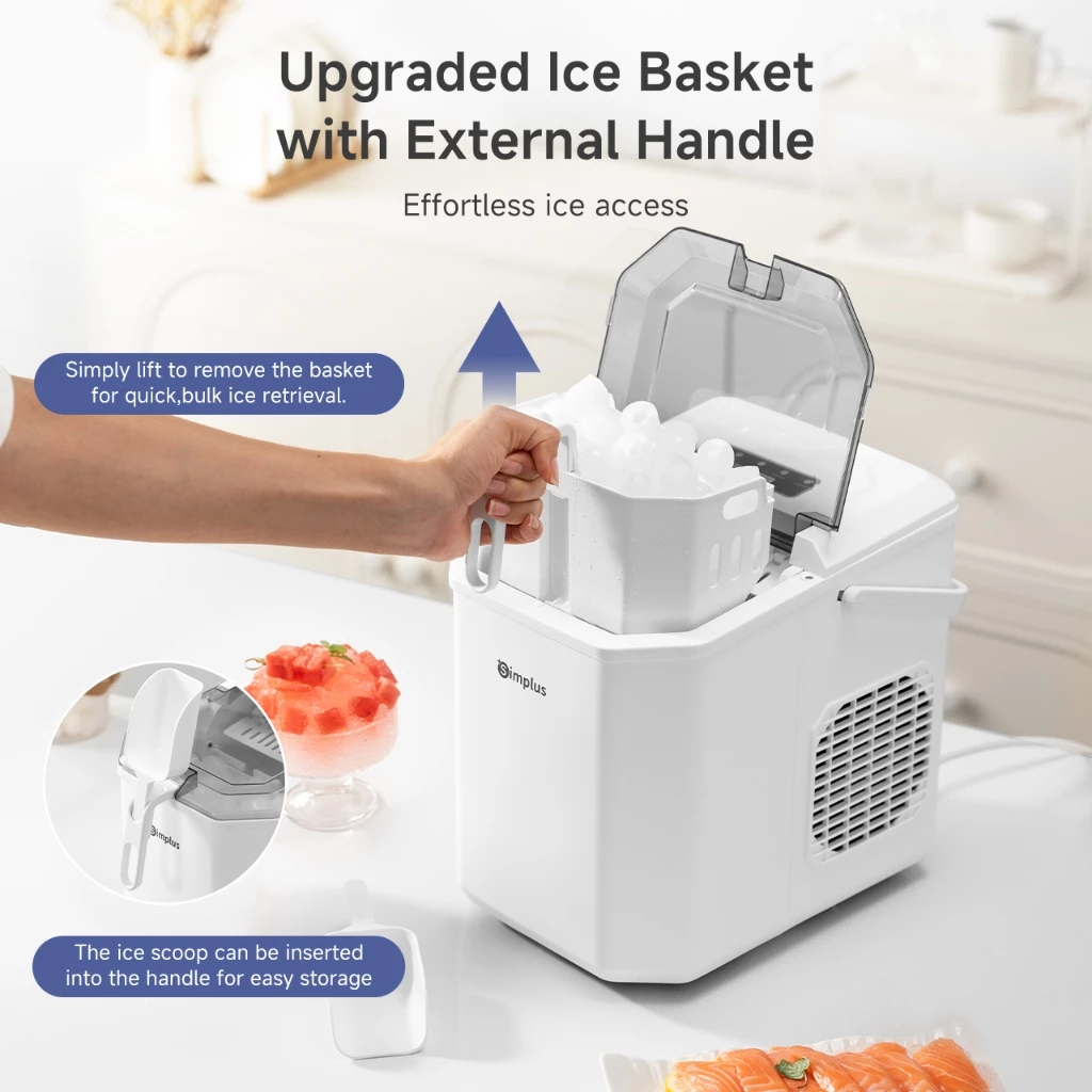 Simplus Ice Maker | 12kg Homemade Ice Cubes | 24h Reservation | Auto Self-Cleaning Function - Image 6