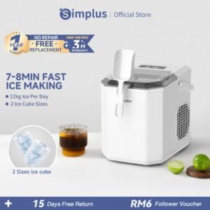 Simplus Ice Maker | 12kg Homemade Ice Cubes | 24h Reservation | Auto Self-Cleaning Function
