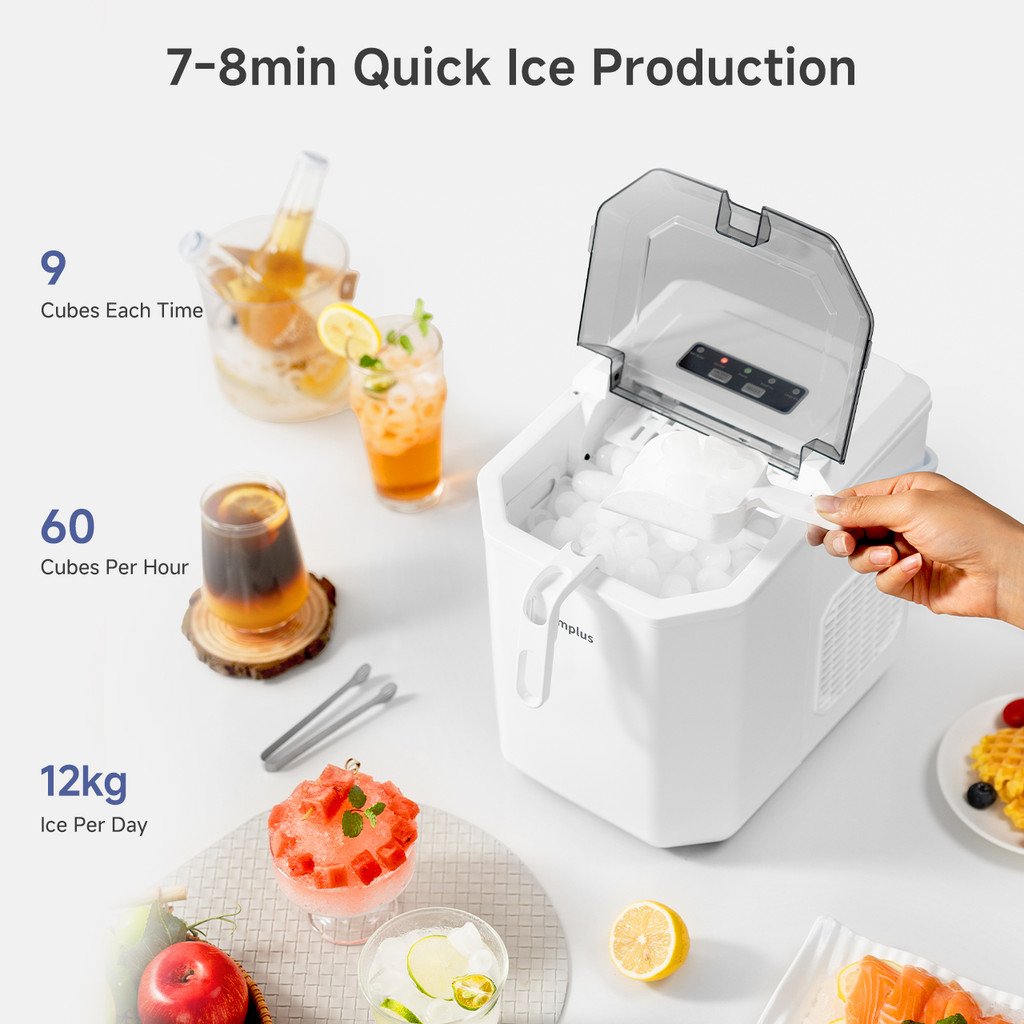 Simplus Ice Maker | 12kg Homemade Ice Cubes | 24h Reservation | Auto Self-Cleaning Function - Image 3