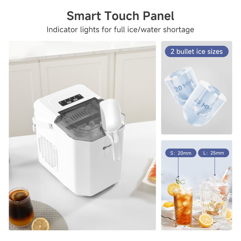 Simplus Ice Maker | 12kg Homemade Ice Cubes | 24h Reservation | Auto Self-Cleaning Function - Image 4